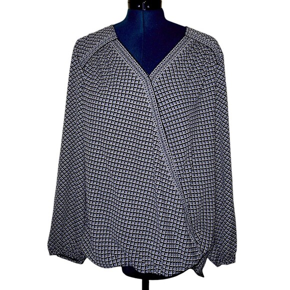 Max Studio Blouse Faux Wrap Top Womens Plus 2x New Boho Office Career Neutral - Picture 1 of 6